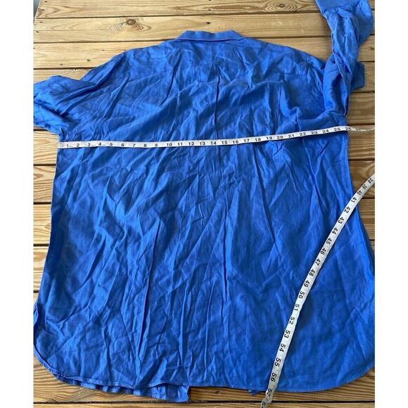 John W Nordstrom Button Up Shirt Size 17  Men’s Blue Long Sleeve - Picture 6 of 7